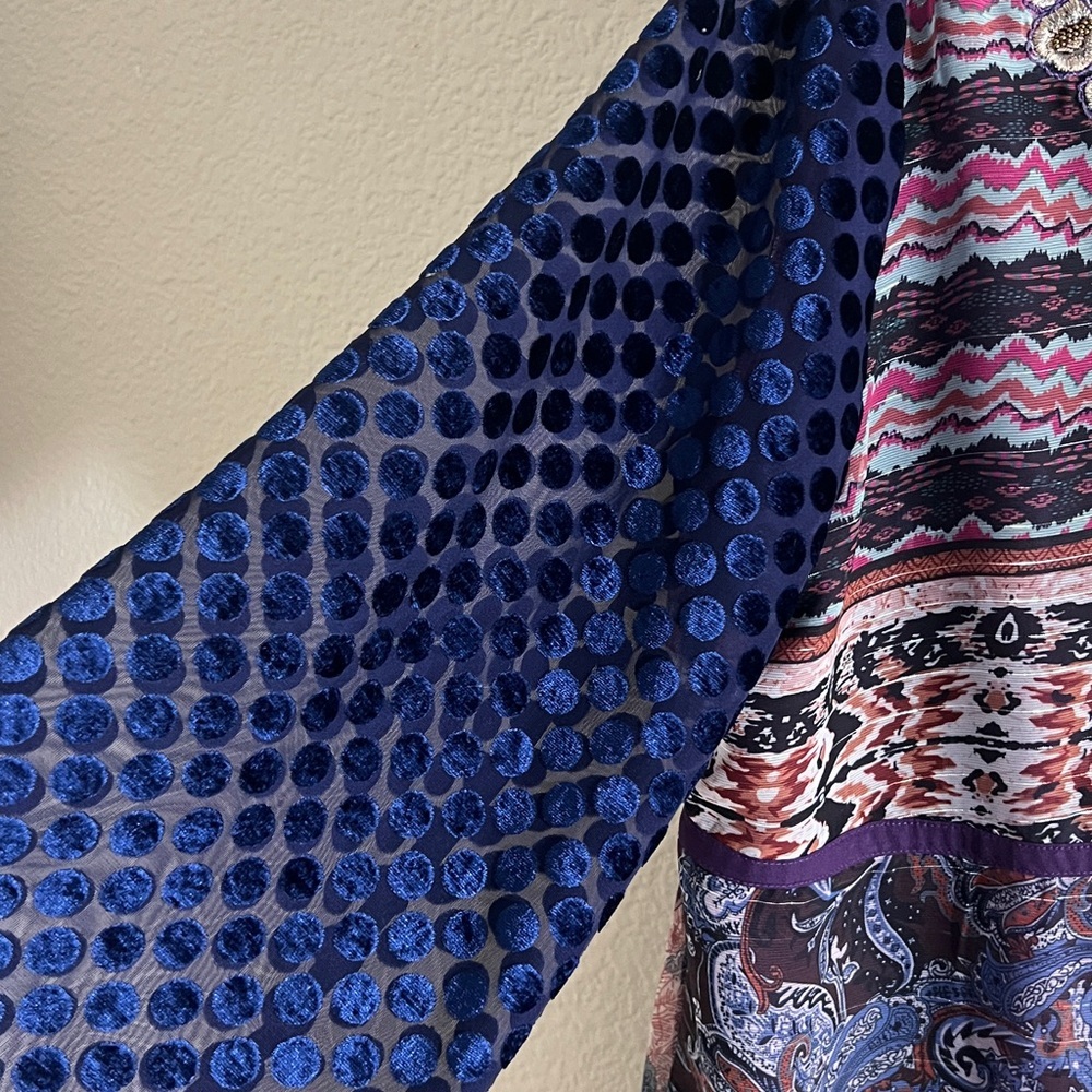 Soft Surroundings Patchwork Floral V-Neck Blouse in Purple and Blue - Picture 10 of 11